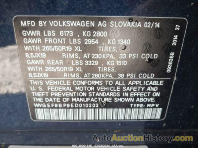 VOLKSWAGEN TOUAREG 3.6L LUX, WVGEF9BP9ED010203