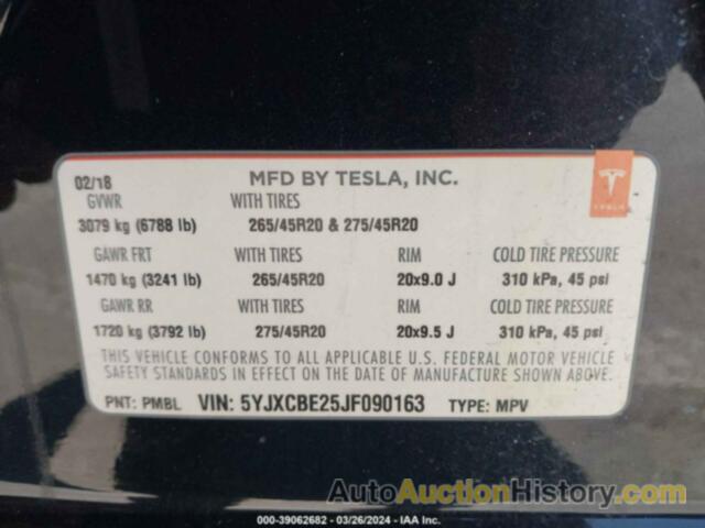 TESLA MODEL X 100D/75D/P100D, 5YJXCBE25JF090163