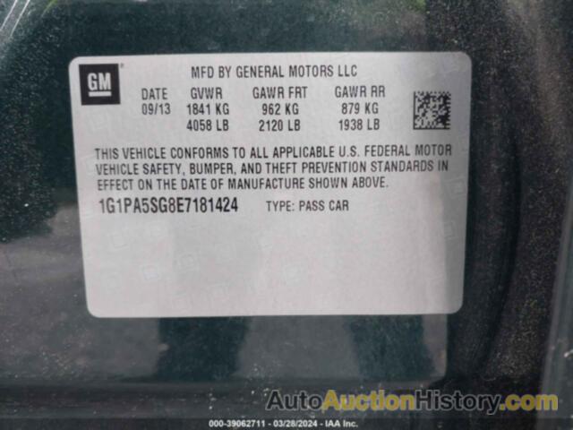 CHEVROLET CRUZE LS AUTO, 1G1PA5SG8E7181424