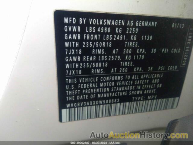 VOLKSWAGEN TIGUAN SE, WVGBV3AXXDW588883