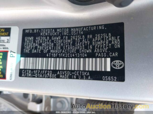 TOYOTA CAMRY SE, 4T1BF1FK2EU413104