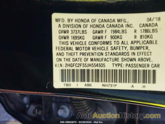 HONDA CIVIC LX, 2HGFC2F55JH554505