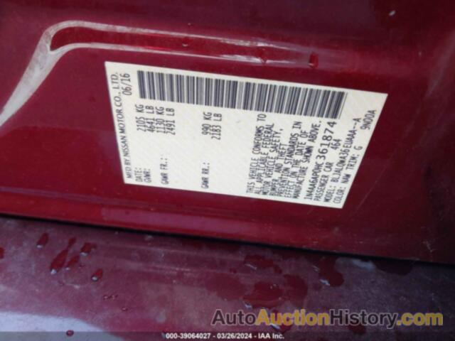 NISSAN MAXIMA 3.5S/SV/SL/SR/PLAT, 1N4AA6AP0HC361874