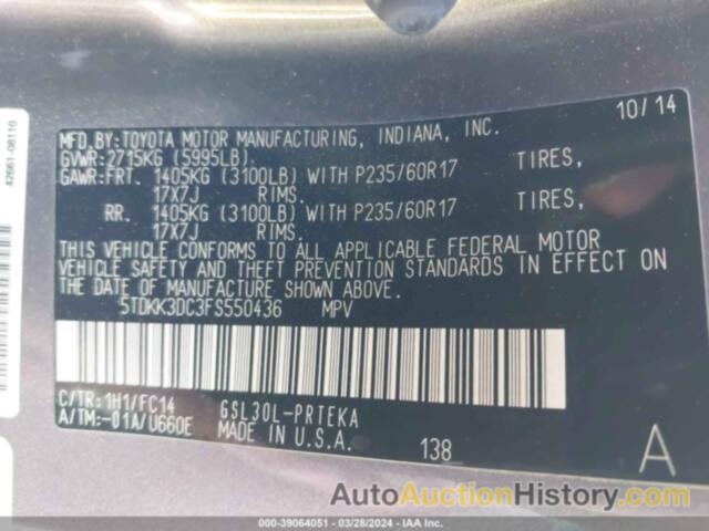 TOYOTA SIENNA LE 8 PASSENGER, 5TDKK3DC3FS550436