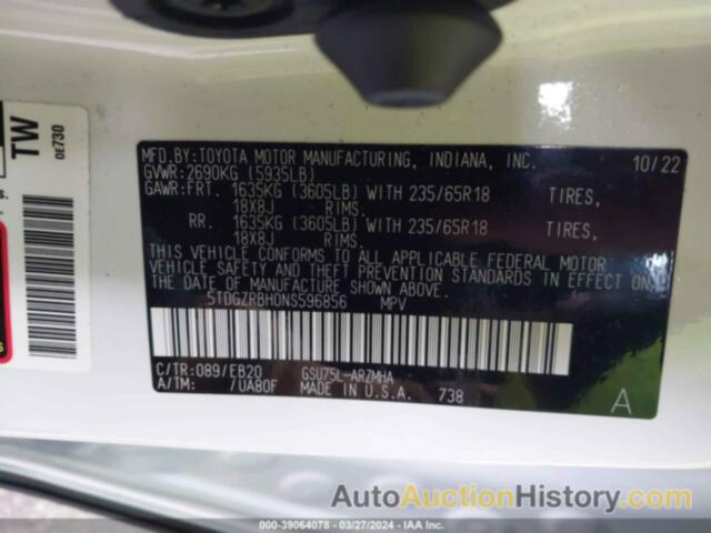 TOYOTA HIGHLANDER XLE, 5TDGZRBH0NS596856