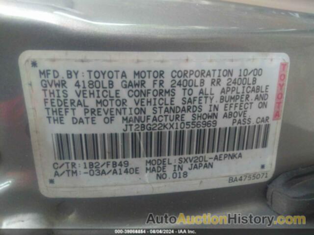 TOYOTA CAMRY CE/LE/XLE, JT2BG22KX10556969