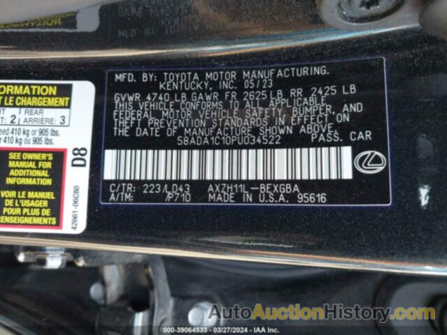 LEXUS ES 300H, 58ADA1C10PU034522