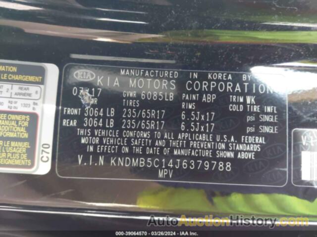 KIA SEDONA LX, KNDMB5C14J6379788