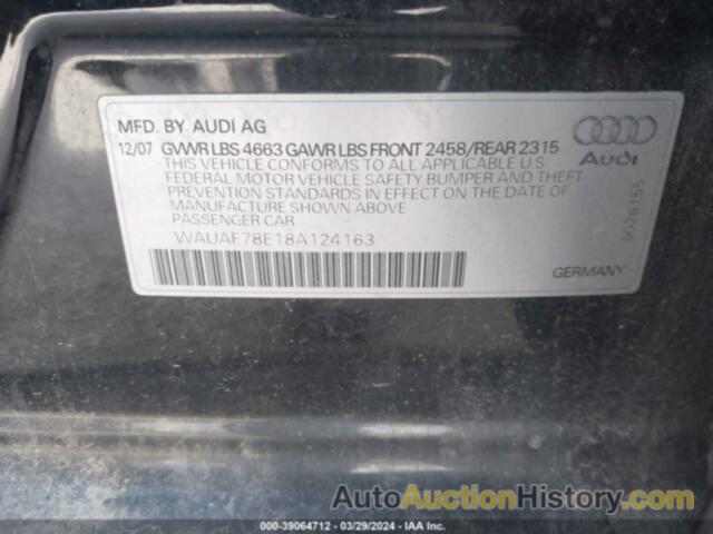 AUDI A4 2.0T, WAUAF78E18A124163