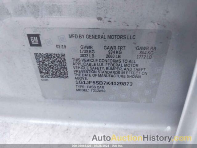 CHEVROLET SONIC PREMIER AUTO, 1G1JF5SB7K4129873