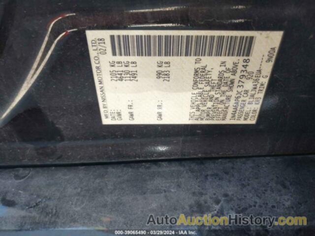 NISSAN MAXIMA 3.5S/SV/SL/SR/PLAT, 1N4AA6AP6JC379348