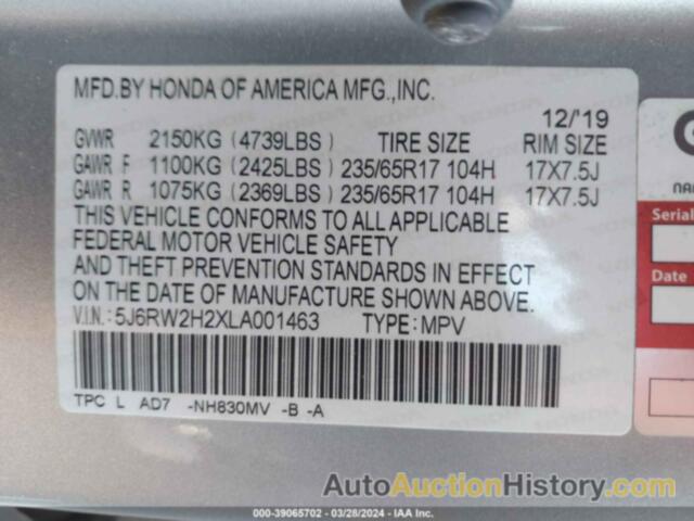 HONDA CR-V AWD LX, 5J6RW2H2XLA001463