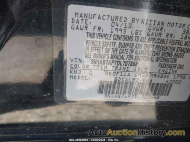 NISSAN SENTRA SR, 3N1AB7AP7DL707868