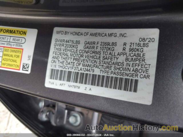 HONDA ACCORD SPORT, 1HGCV1F37LA124479