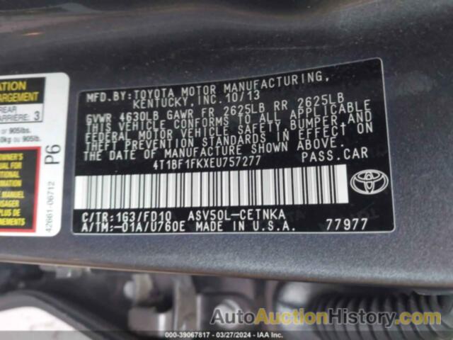 TOYOTA CAMRY LE, 4T1BF1FKXEU757277