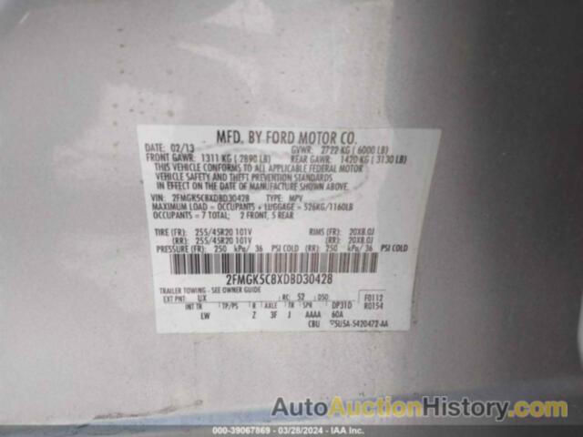 FORD FLEX SEL, 2FMGK5C8XDBD30428