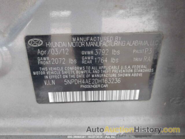 HYUNDAI ELANTRA GLS, 5NPDH4AE2DH163236