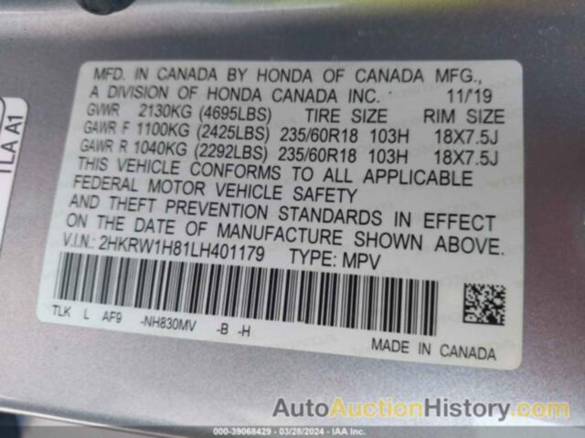 HONDA CR-V 2WD EX-L, 2HKRW1H81LH401179