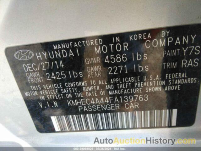 HYUNDAI SONATA HYBRID, KMHEC4A44FA139763