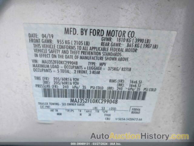 FORD ECOSPORT S, MAJ3S2FE0KC299048