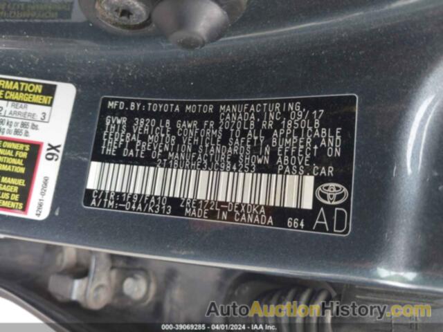 TOYOTA COROLLA L, 2T1BURHE3JC984253