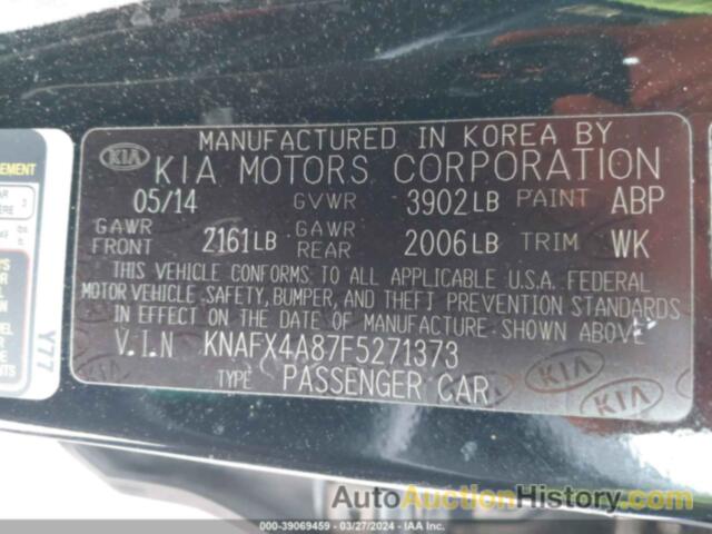 KIA FORTE EX, KNAFX4A87F5271373