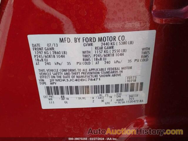 FORD EDGE SEL, 2FMDK3JC4DBC78471