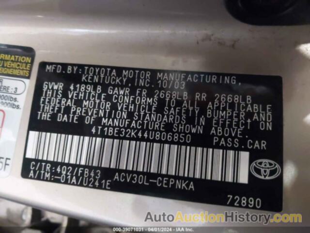 TOYOTA CAMRY LE, 4T1BE32K44U806850