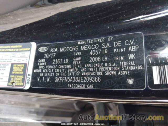 KIA FORTE SX, 3KPFN5A38JE209366