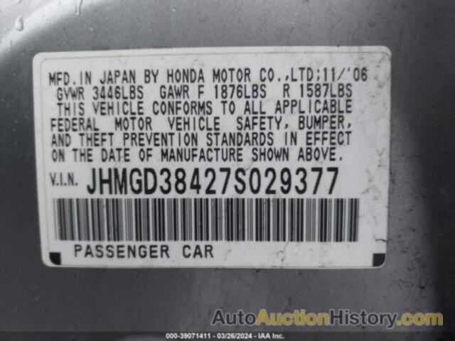 HONDA FIT, JHMGD38427S029377