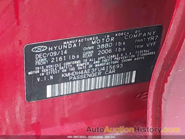 HYUNDAI ELANTRA SE, KMHDH4AE3FU415693