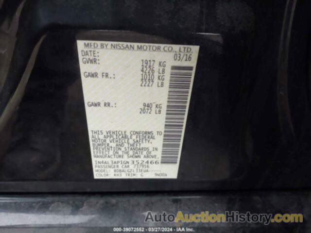 NISSAN ALTIMA 2.5/S/SV/SL/SR, 1N4AL3AP1GN352466