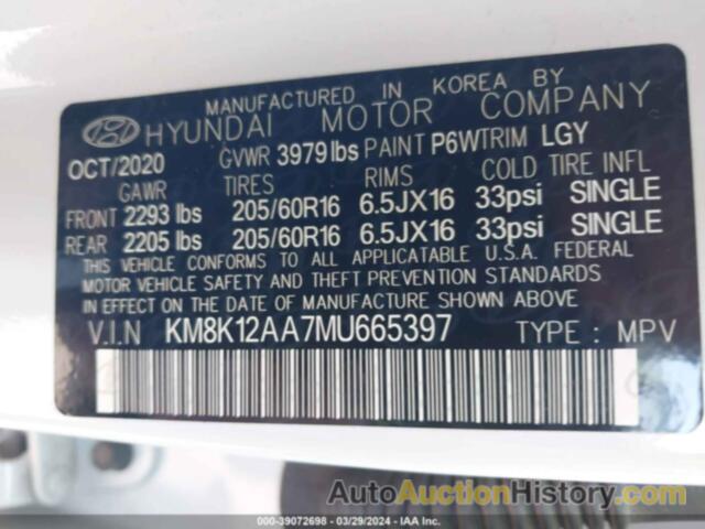 HYUNDAI KONA SE, KM8K12AA7MU665397