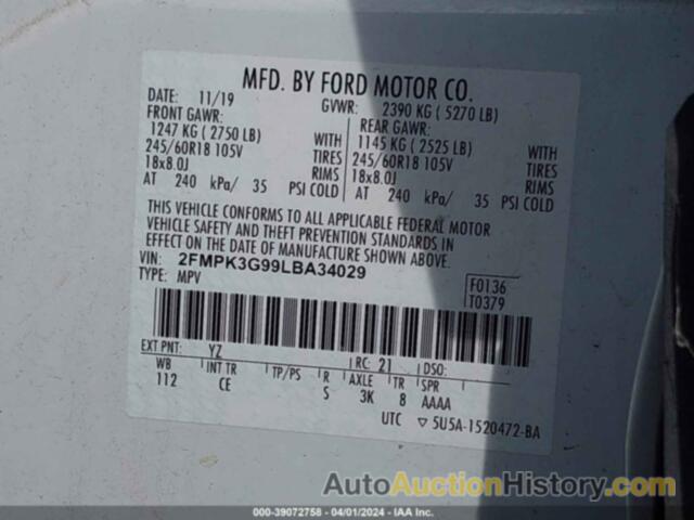 FORD EDGE SE, 2FMPK3G99LBA34029