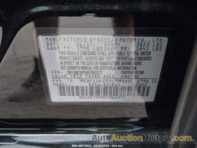 NISSAN SENTRA SV, 3N1AB7AP0HY360277