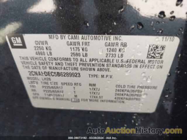 CHEV EQUINOX LT1 FWD, 2CNALDEC586289923