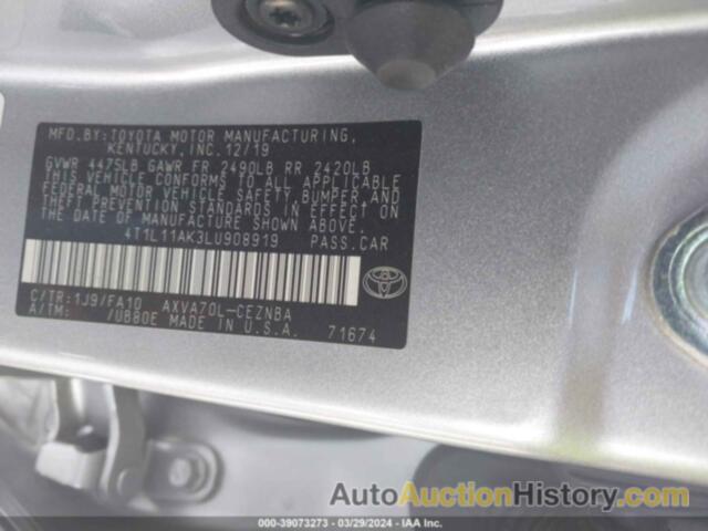 TOYOTA CAMRY LE, 4T1L11AK3LU908919