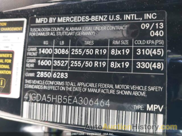 MERCEDES-BENZ ML 350 4MATIC, 4JGDA5HB5EA306464