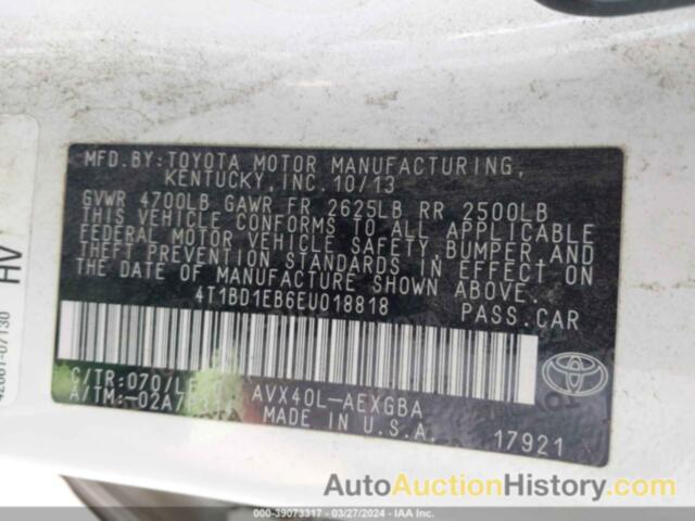 TOYOTA AVALON HYBRID XLE TOURING, 4T1BD1EB6EU018818