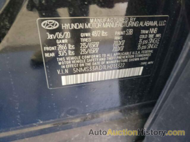 HYUNDAI SANTA FE SEL/SEL PLUS, 5NMS33AD1LH213322