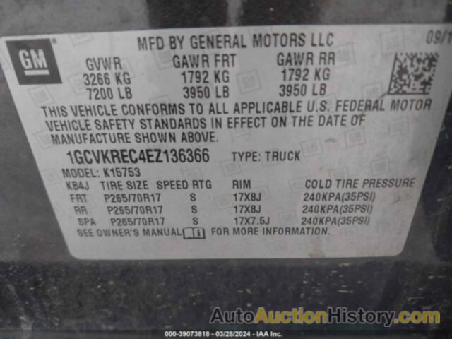 CHEVROLET SILVERADO 1500 2LT, 1GCVKREC4EZ136366