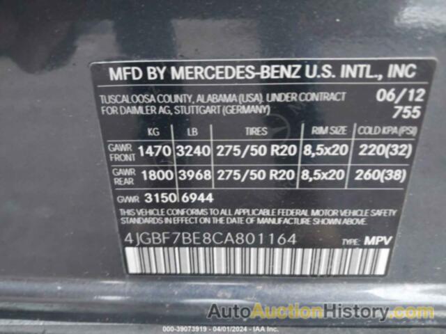 MERCEDES-BENZ GL 450 4MATIC, 4JGBF7BE8CA801164