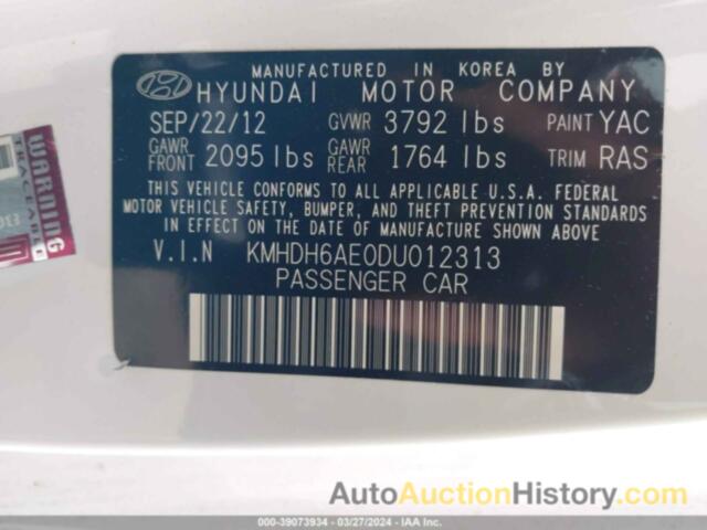 HYUNDAI ELANTRA SE, KMHDH6AE0DU012313