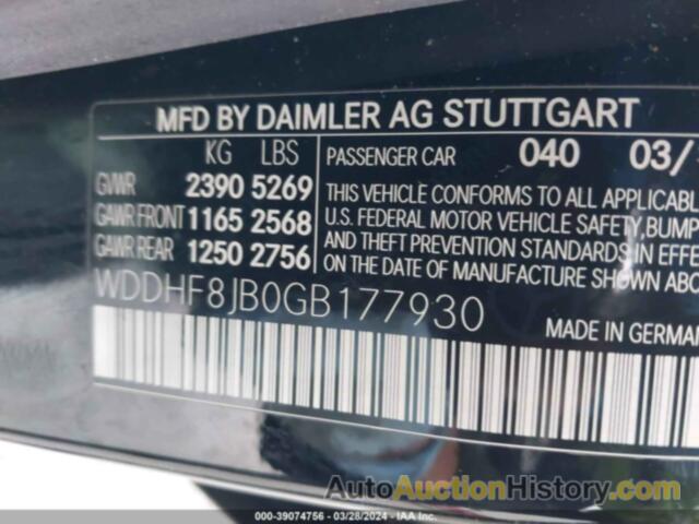 MERCEDES-BENZ E 350 4MATIC, WDDHF8JB0GB177930