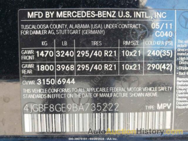 MERCEDES-BENZ GL 550 4MATIC, 4JGBF8GE9BA735222