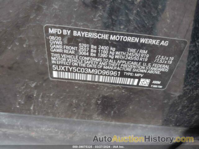 BMW X3 XDRIVE30I, 5UXTY5C03M9D96961