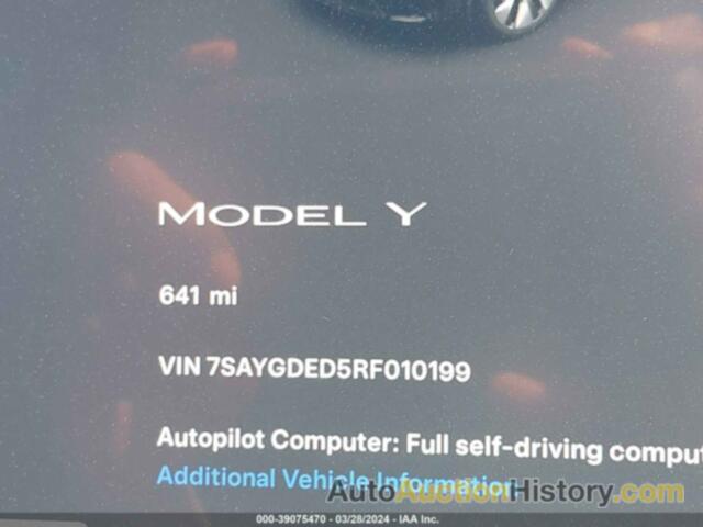 TESLA MODEL Y RWD, 7SAYGDED5RF010199