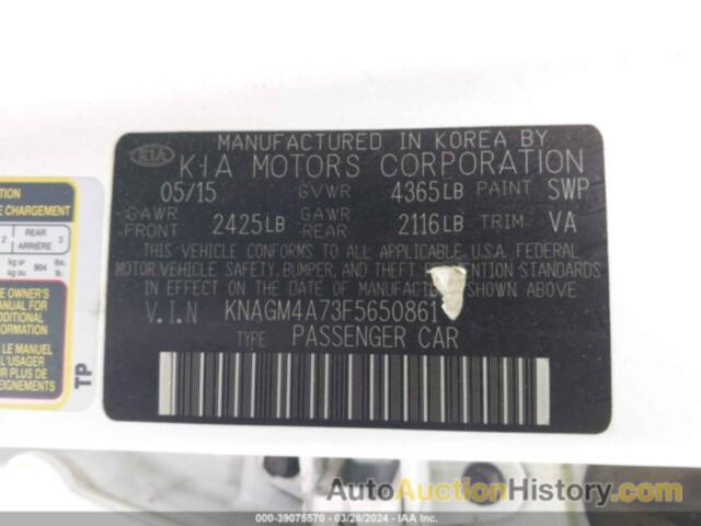 KIA OPTIMA LX, KNAGM4A73F5650861