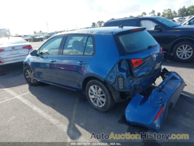 VOLKSWAGEN GOLF TSI S 4-DOOR/TSI SE 4-DOOR/TSI SEL 4-DOOR/TSI WOLFSBURG EDITION 4-DOOR, 3VW217AU7HM032613