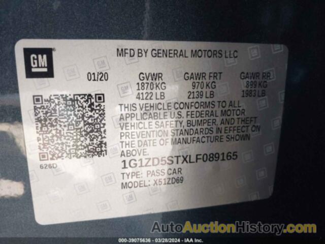 CHEVROLET MALIBU FWD LT, 1G1ZD5STXLF089165